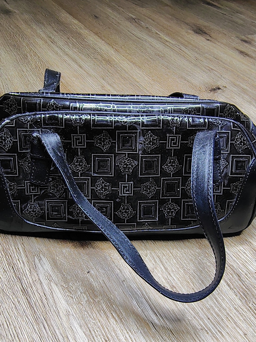 Black Patterned Women's Handbag - Sleek Shoulder Tote
